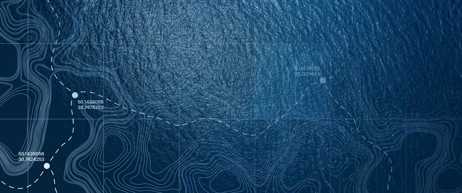 Overhead sea with superimposed map of ocean currents